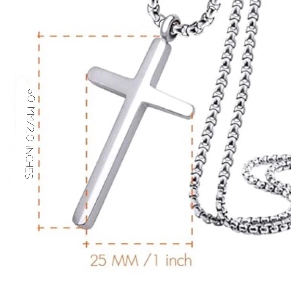 Men’s Silver Tone Cross Necklace